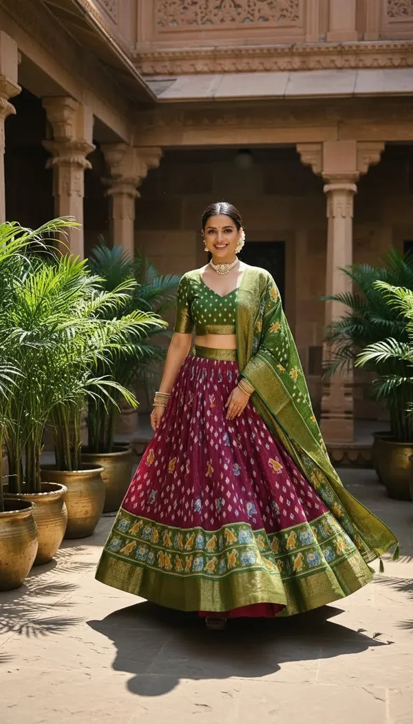 Wine_Dola_Silk_Jacquard_Jari_Lehenga_Choli_For_Women