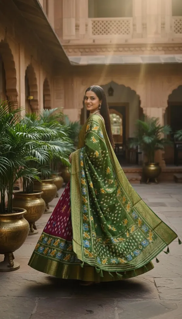 Wine_Dola_Silk_Jacquard_Jari_Lehenga_Choli_For_Women