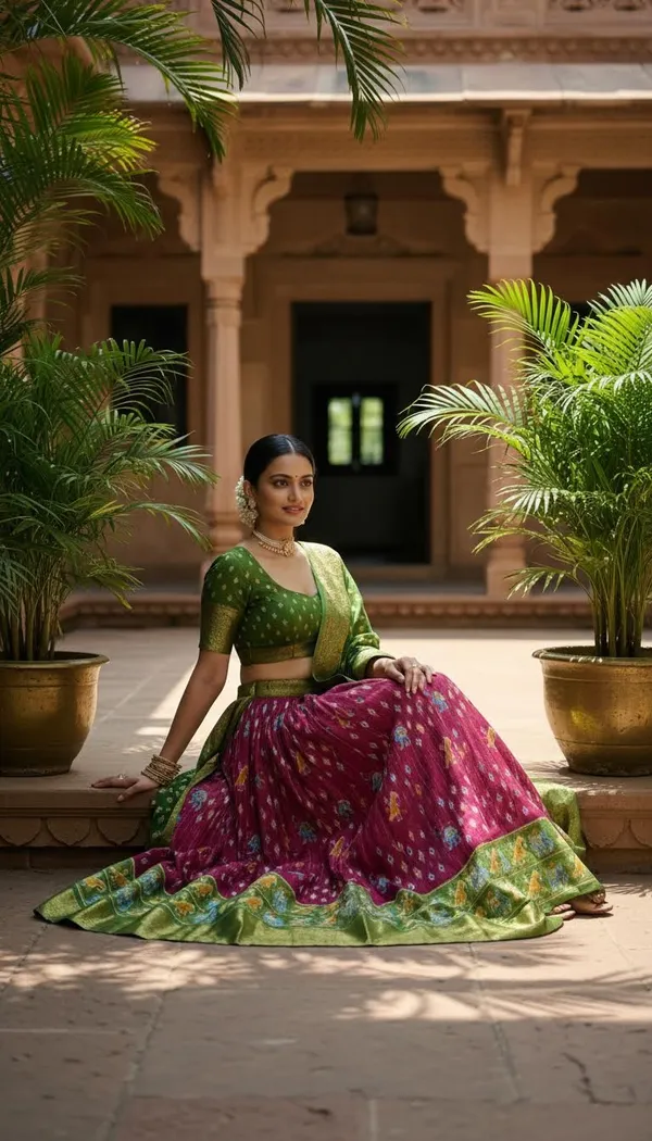 Wine_Dola_Silk_Jacquard_Jari_Lehenga_Choli_For_Women