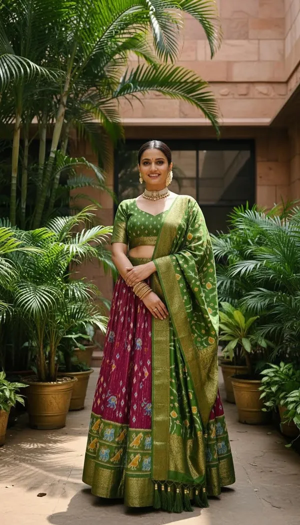 Wine_Dola_Silk_Jacquard_Jari_Lehenga_Choli_For_Women