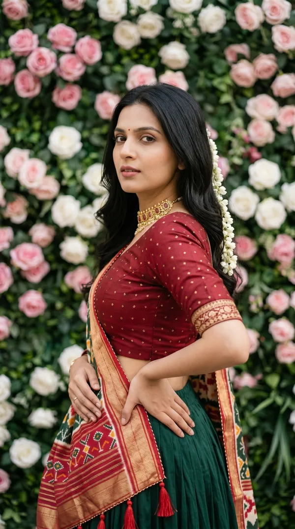 Green_Dola_Silk_Patola_Print_Foil_Work_Lehenga_Choli_For_Women