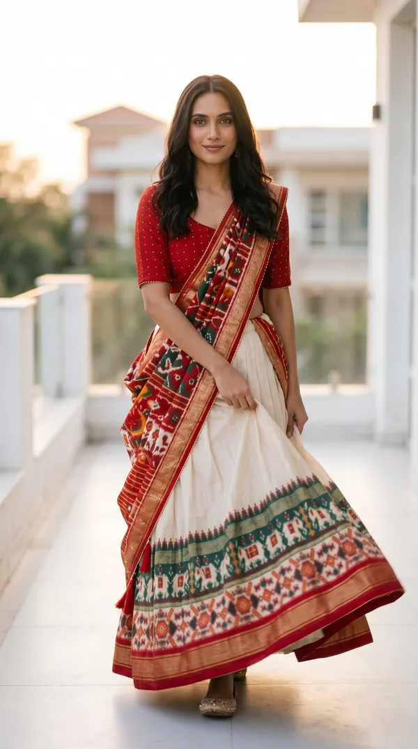 White_Dola_Silk_Patola_Print_Foil_Work_Lehenga_Choli_For_Women