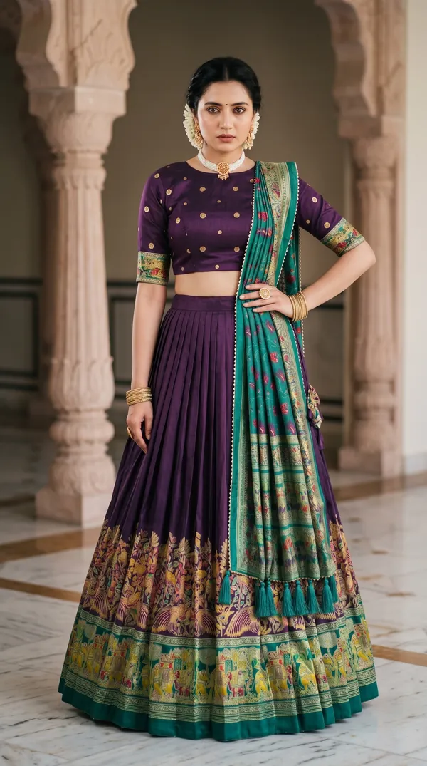 Purple_Dola_Silk_Patola_Print_Foil_Work_Lehenga_Choli_For_Women