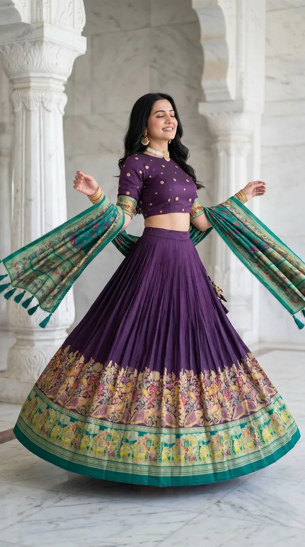 Purple_Dola_Silk_Patola_Print_Foil_Work_Lehenga_Choli_For_Women