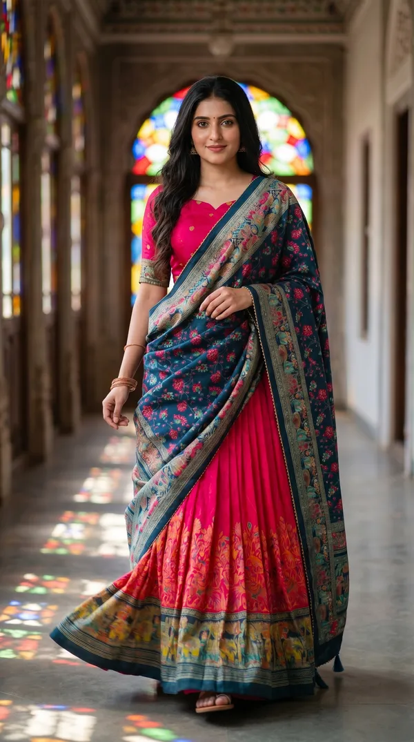 Red_Dola_Silk_Patola_Print_Foil_Work_Lehenga_Choli_For_Women