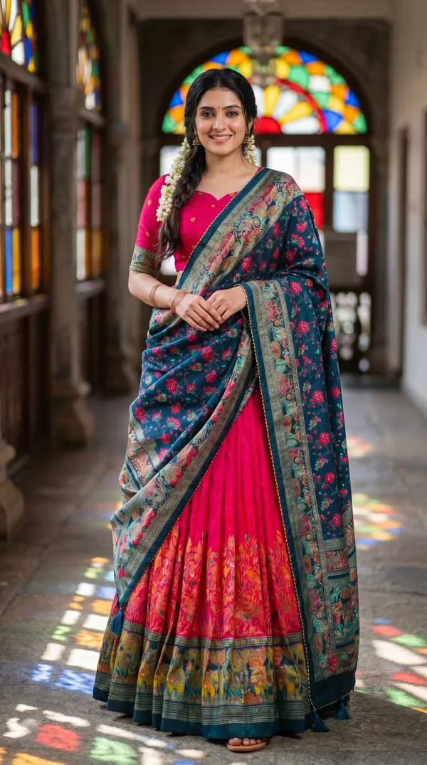 Red_Dola_Silk_Patola_Print_Foil_Work_Lehenga_Choli_For_Women