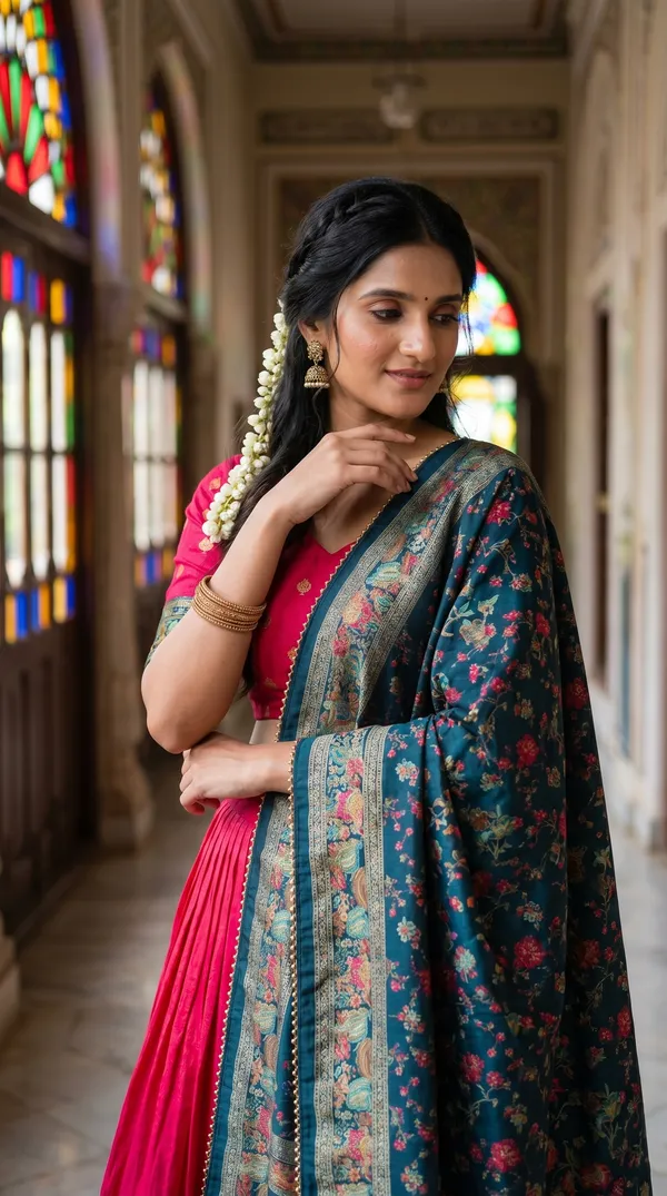 Red_Dola_Silk_Patola_Print_Foil_Work_Lehenga_Choli_For_Women