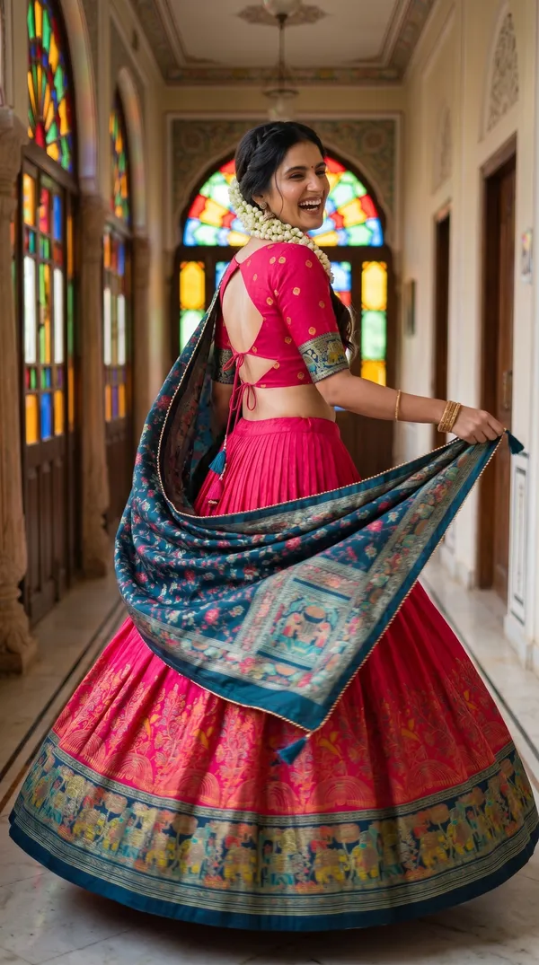 Red_Dola_Silk_Patola_Print_Foil_Work_Lehenga_Choli_For_Women
