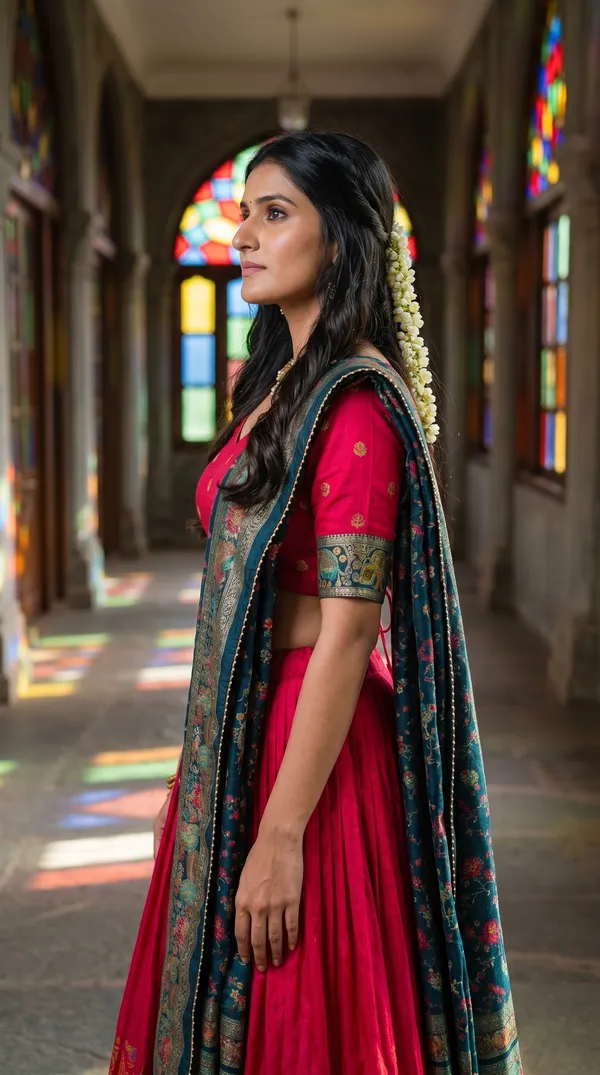 Red_Dola_Silk_Patola_Print_Foil_Work_Lehenga_Choli_For_Women