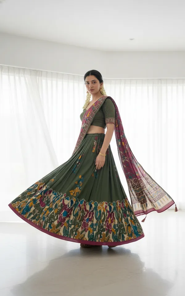 Green_Dola_Silk_Patola_Print_Foil_Work_Lehenga_Choli_For_Women