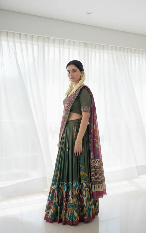 Green_Dola_Silk_Patola_Print_Foil_Work_Lehenga_Choli_For_Women