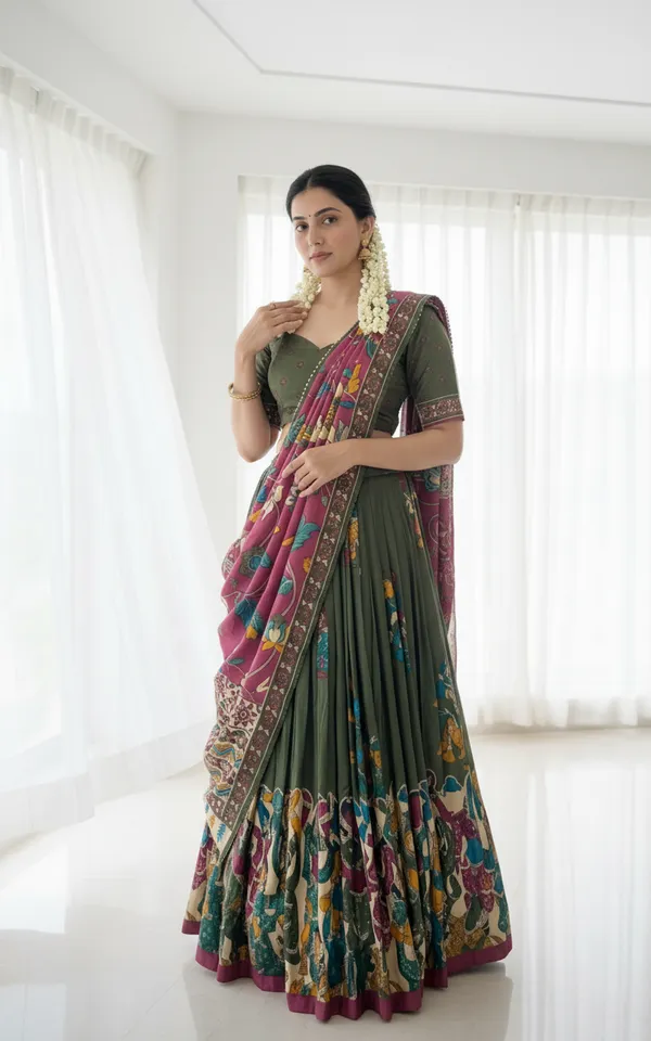 Green_Dola_Silk_Patola_Print_Foil_Work_Lehenga_Choli_For_Women