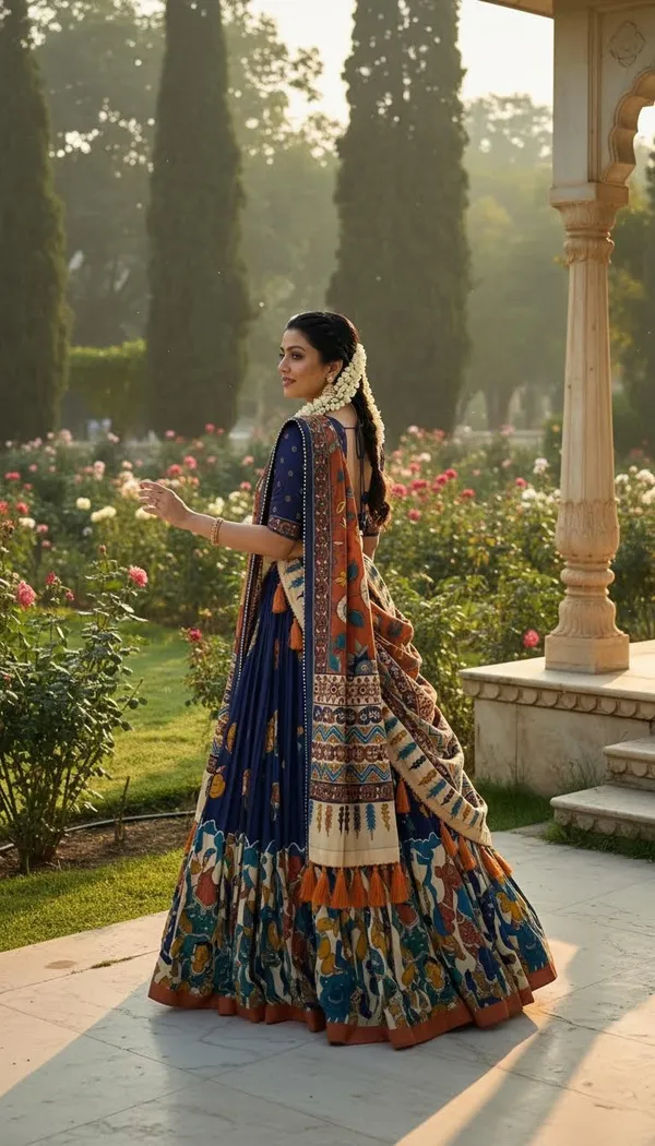 Navy_Blue_Dola_Silk_Patola_Print_Foil_Work_Lehenga_Choli_For_Women