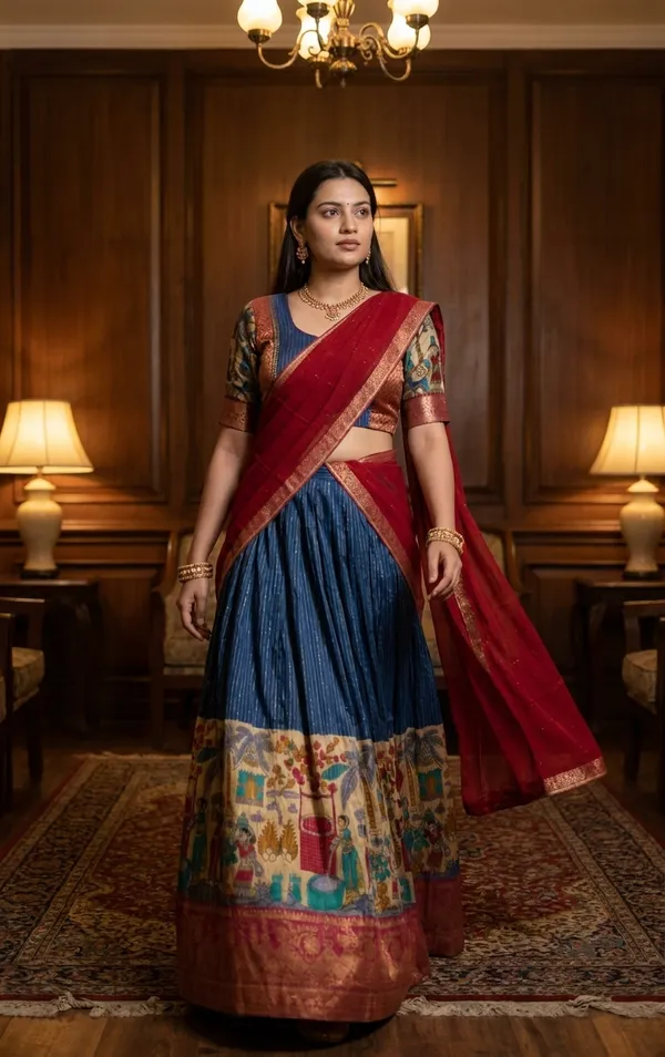 Blue_Dola_Silk_Patola_Print_Foil_Work_Lehenga_Choli_For_Women
