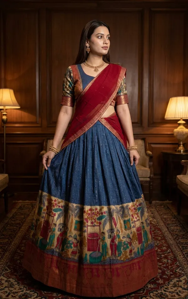 Blue_Dola_Silk_Patola_Print_Foil_Work_Lehenga_Choli_For_Women