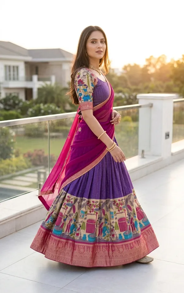 Purple_Dola_Silk_Patola_Print_Foil_Work_Lehenga_Choli_For_Women