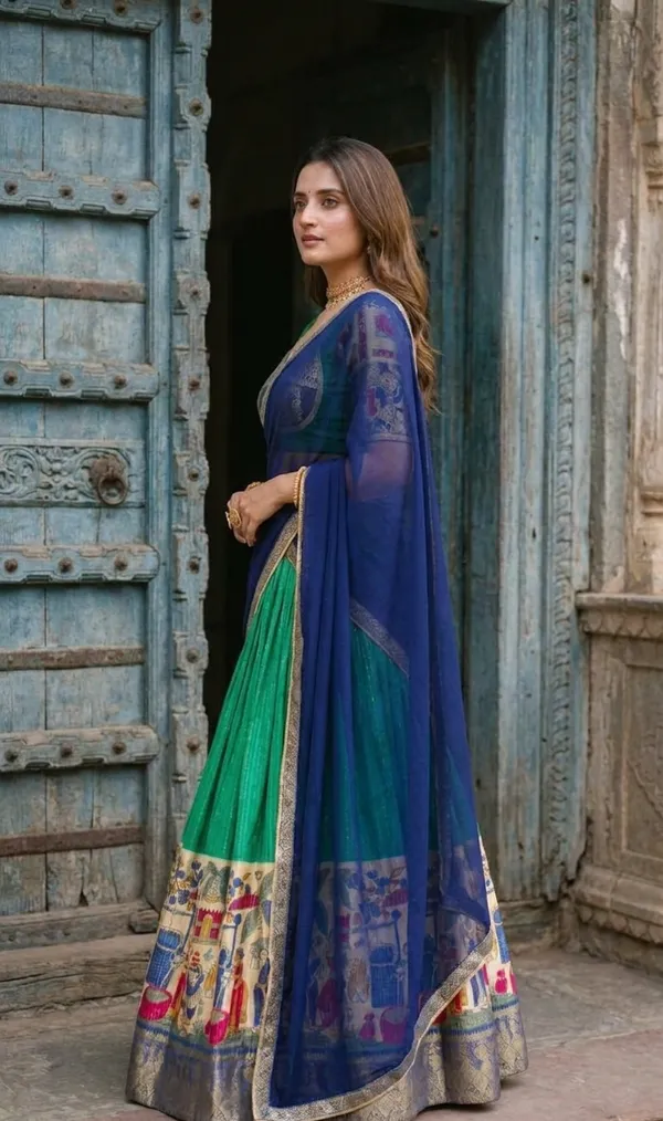 Rama_Green_Dola_Silk_Patola_Print_Foil_Work_Lehenga_Choli_For_Women