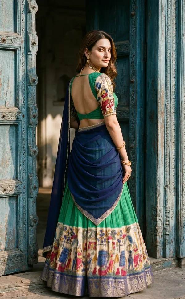 Rama_Green_Dola_Silk_Patola_Print_Foil_Work_Lehenga_Choli_For_Women