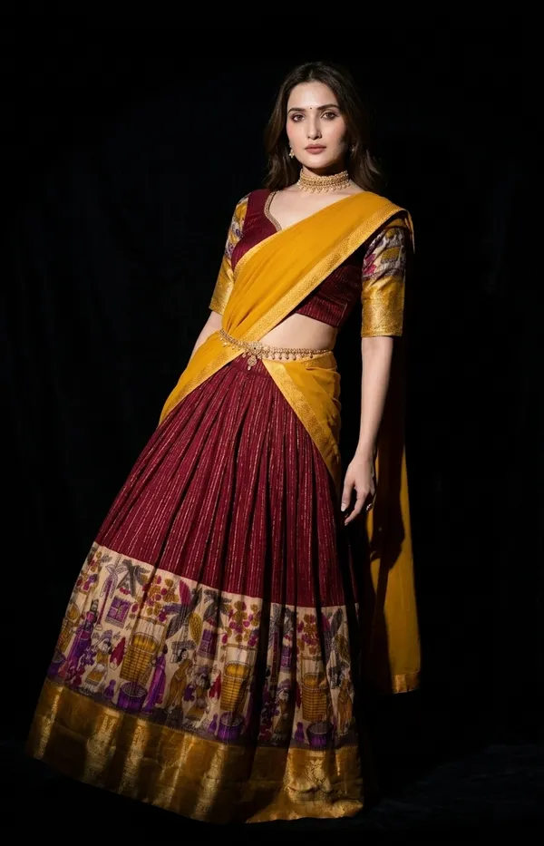 Red_Dola_Silk_Patola_Print_Foil_Work_Lehenga_Choli_For_Women