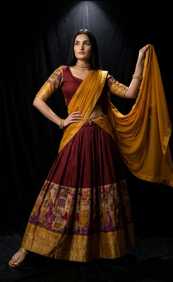 Red_Dola_Silk_Patola_Print_Foil_Work_Lehenga_Choli_For_Women
