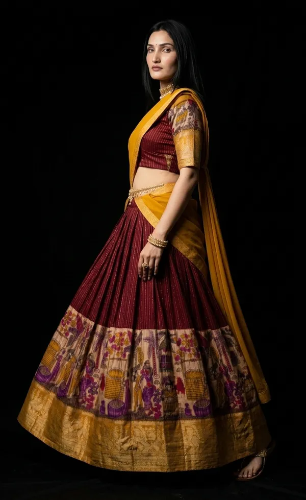 Red_Dola_Silk_Patola_Print_Foil_Work_Lehenga_Choli_For_Women