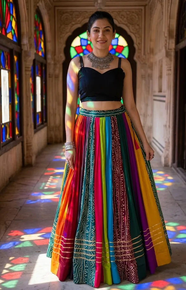 Multicolor_Rayon_Flared_Lehenga_Choli_Set_For_Women