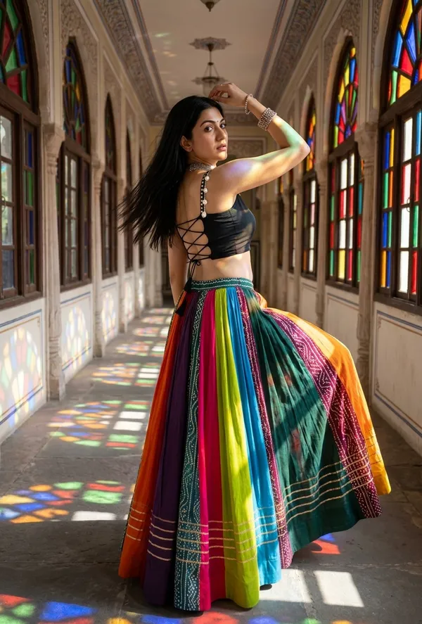 Multicolor_Rayon_Flared_Lehenga_Choli_Set_For_Women
