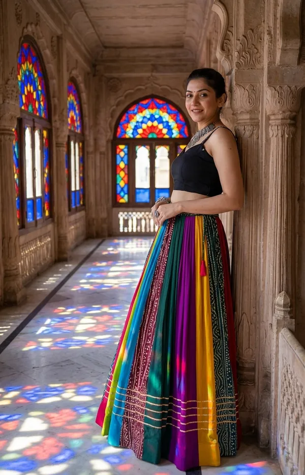 Multicolor_Rayon_Flared_Lehenga_Choli_Set_For_Women