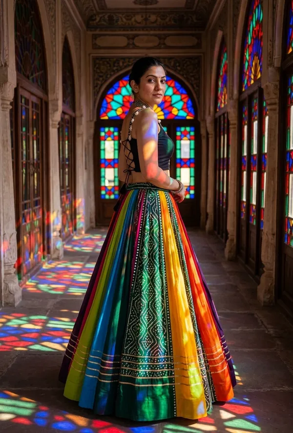Multicolor_Rayon_Flared_Lehenga_Choli_Set_For_Women