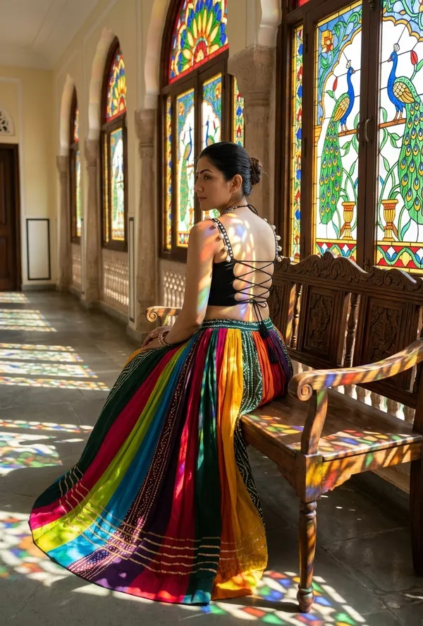 Multicolor_Rayon_Flared_Lehenga_Choli_Set_For_Women