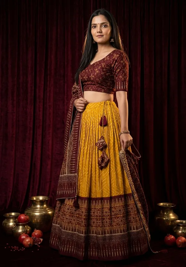 Yellow_Dola_Silk_Patola_Foil_Print_Flared_Lehenga_Choli_For_Women