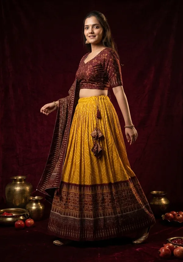 Yellow_Dola_Silk_Patola_Foil_Print_Flared_Lehenga_Choli_For_Women