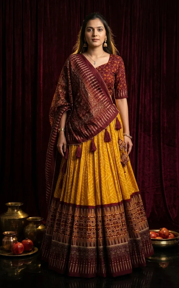 Yellow_Dola_Silk_Patola_Foil_Print_Flared_Lehenga_Choli_For_Women