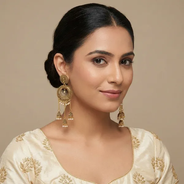 Antique_Gold_Peacock_Jhumka_Earrings_With_Pearl_Drops