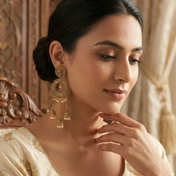 Antique_Gold_Peacock_Jhumka_Earrings_With_Pearl_Drops
