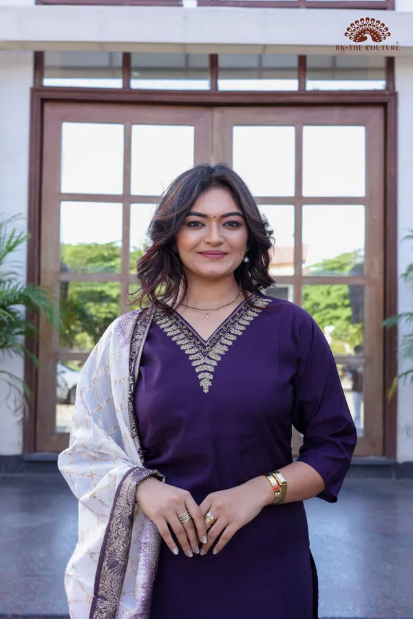 Elegant_Purple_Kurta_Set_With_Embroidered_White_Dupatta_Women_Ethnic_Wear