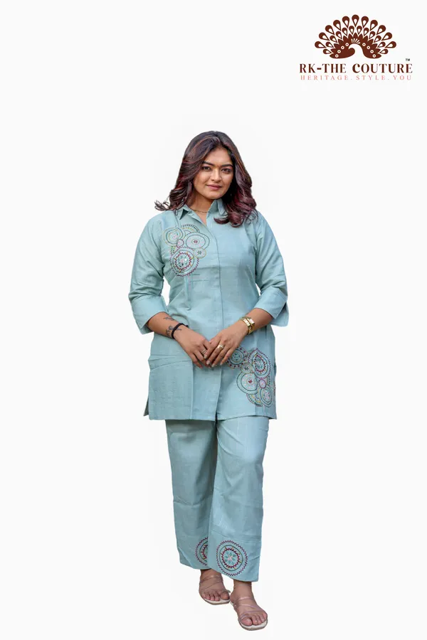 Light_Blue_Embroidered_Linen_Coord_Set_With_Circular_Motifs