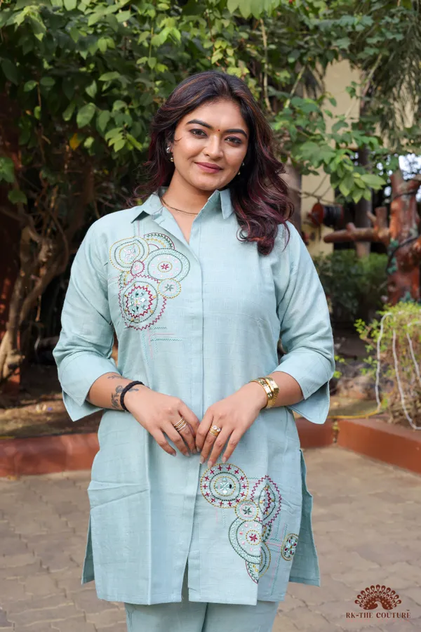Light_Blue_Embroidered_Linen_Coord_Set_With_Circular_Motifs