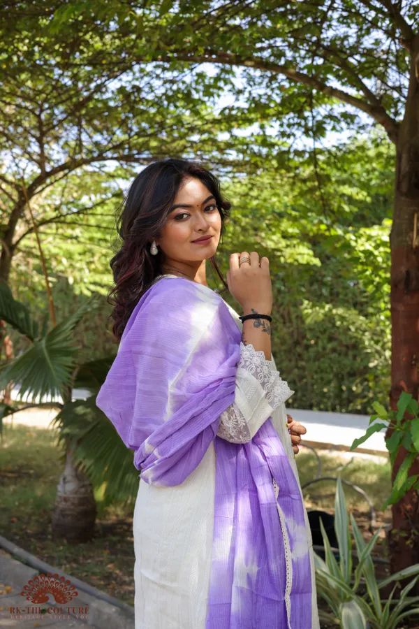 White_And_Purple_Embroidered_Salwar_Suit_Set_With_Tiedye_Dupatta
