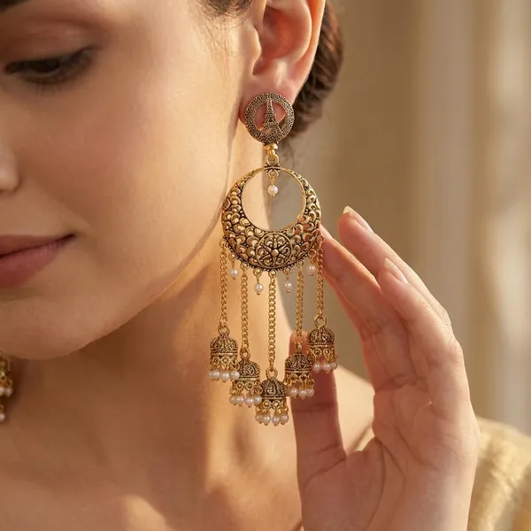 Antique_Goldtoned_Chandbali_Earrings_With_Pearl_Jhumkas