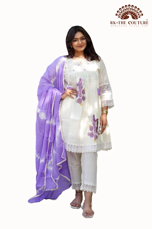 White_And_Purple_Embroidered_Salwar_Suit_Set_With_Tiedye_Dupatta