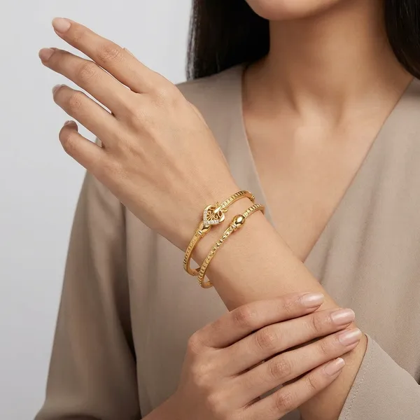 Goldplated_Lion_Head_Bangle_Pair