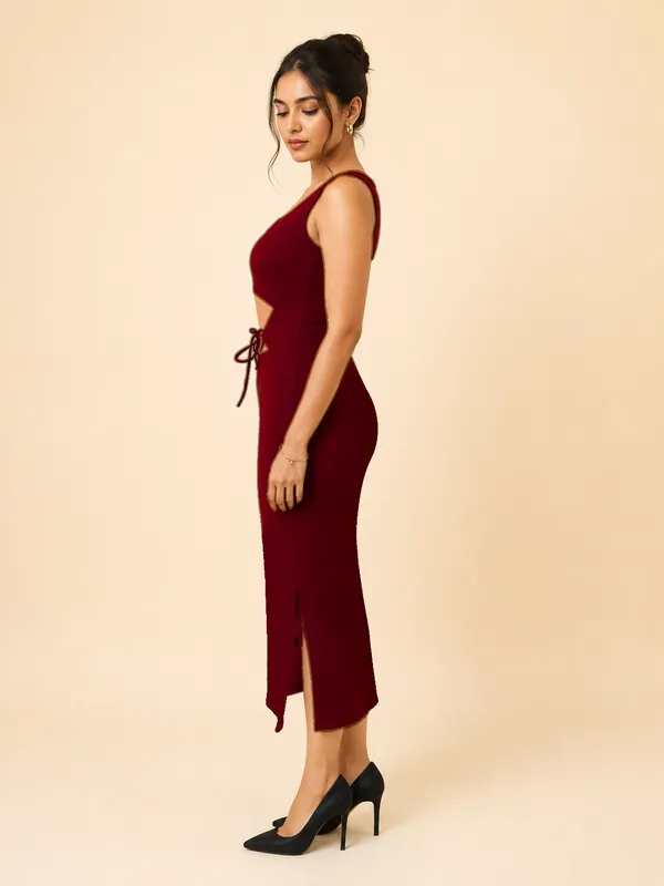 Maroon_Zurich_Lycra_Premium_Western_Dress_For_Women