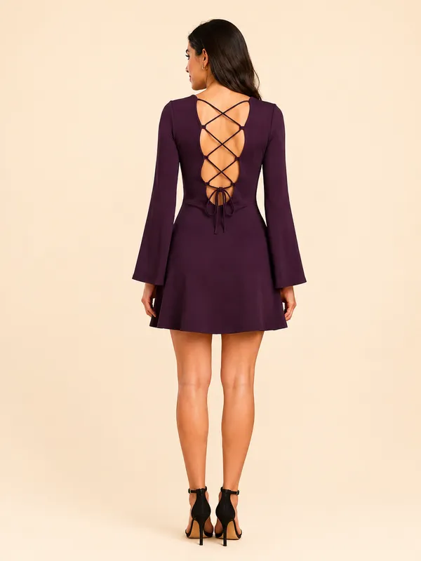Wine_Zurich_Lycra_Premium_Western_Dress_For_Women