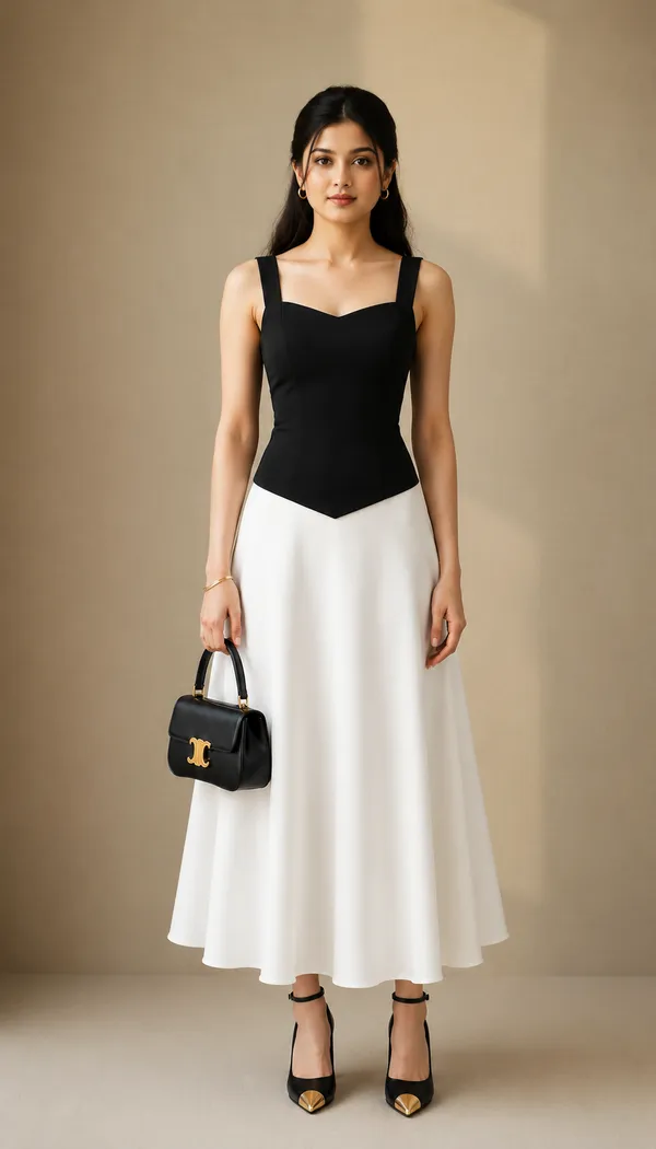 Black_And_White_Rib_Lycra_Premium_Western_Dress_For_Women