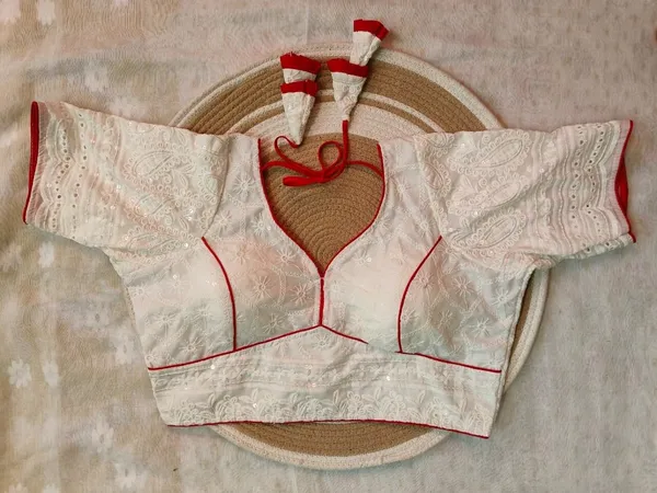 White_And_Red_Cotton_Blouse_For_Women