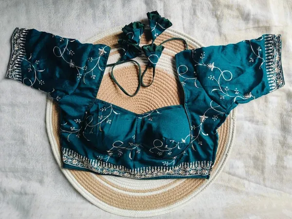 Blue_Vichitra_Silk_Blouse_For_Women