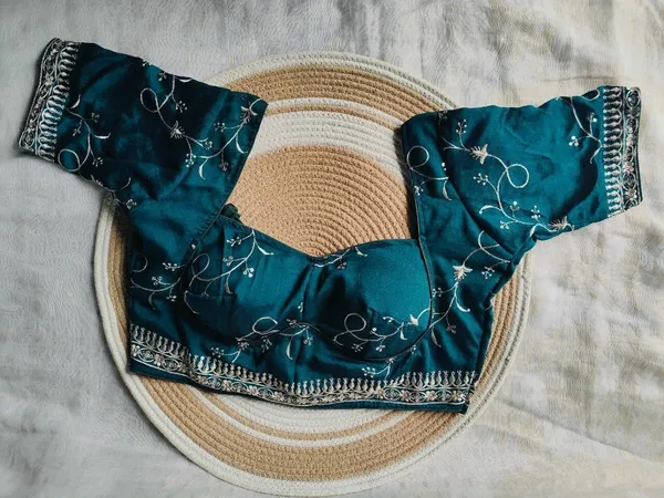 Blue_Vichitra_Silk_Blouse_For_Women