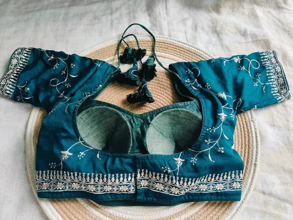 Blue_Vichitra_Silk_Blouse_For_Women