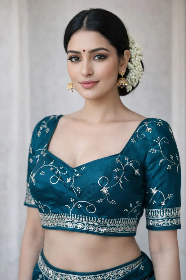 Blue_Vichitra_Silk_Blouse_For_Women